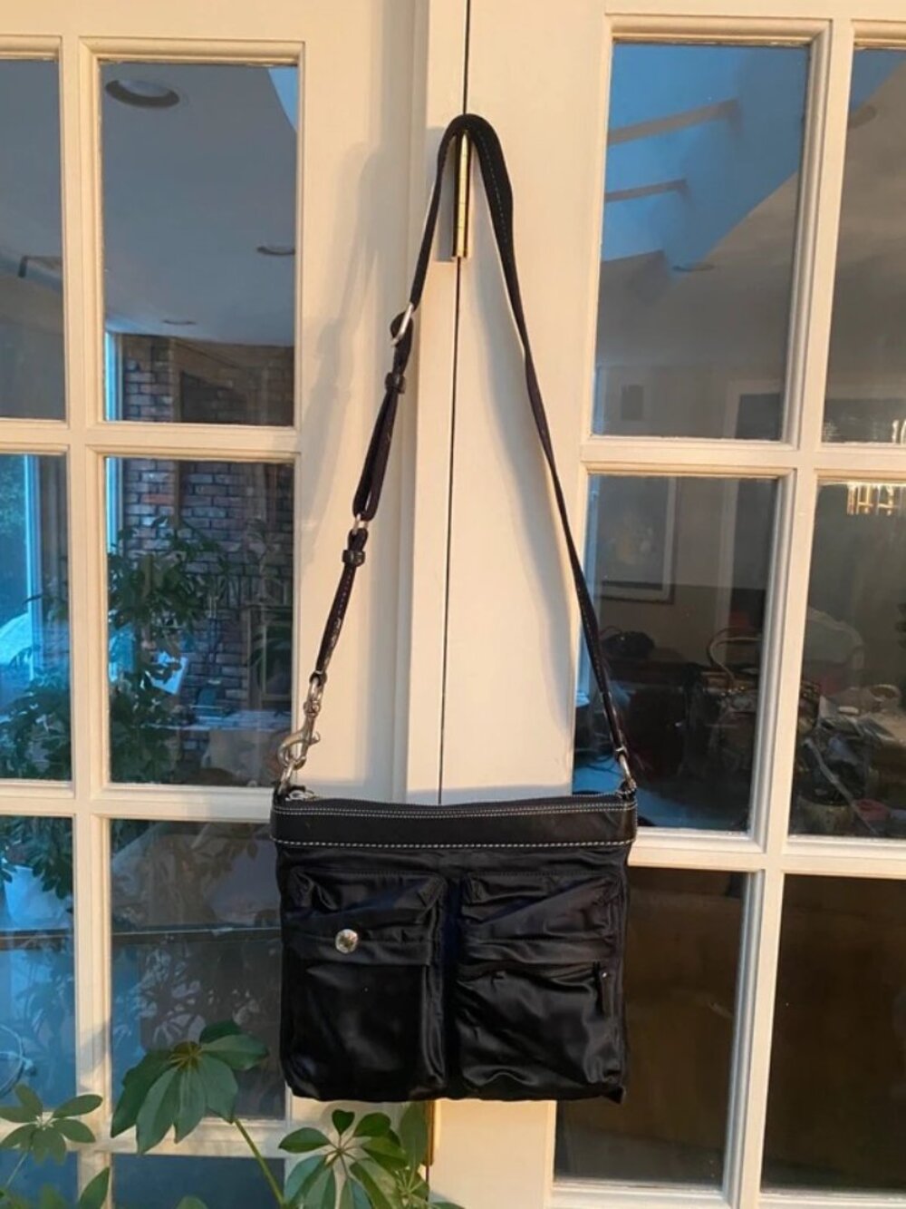 Vintage Coach Black Nylon Crossbody Bag